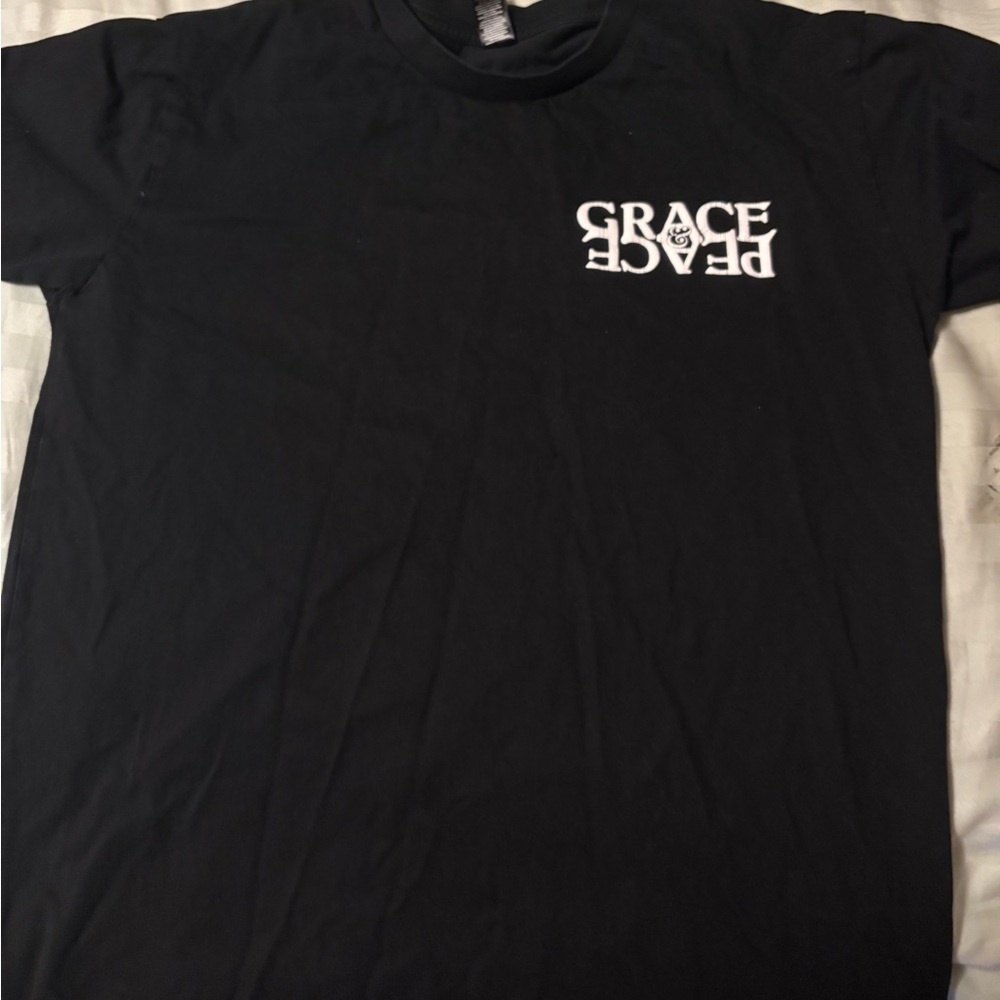 Grace Black Tee with White Graphic